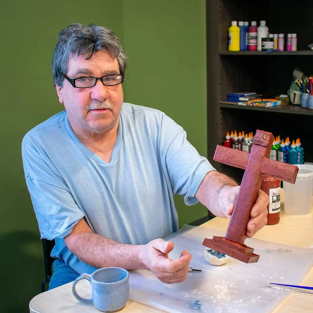 Bridge Housing Campus guest in art room