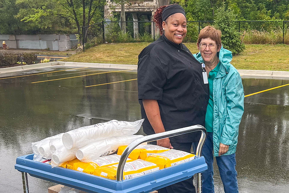 food donation at Bridge Housing Campus
